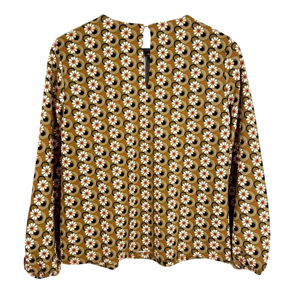 MELLODAY Sz Small Floral Daisies Mustard Yellow Blouse Shirt Top Artsy Summer - Picture 8 of 8